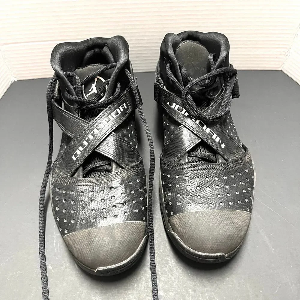 Vtg Air Jordan 2010 Outdoor Blackout 407744-002 Black Strap Sneakers 12 Y2K